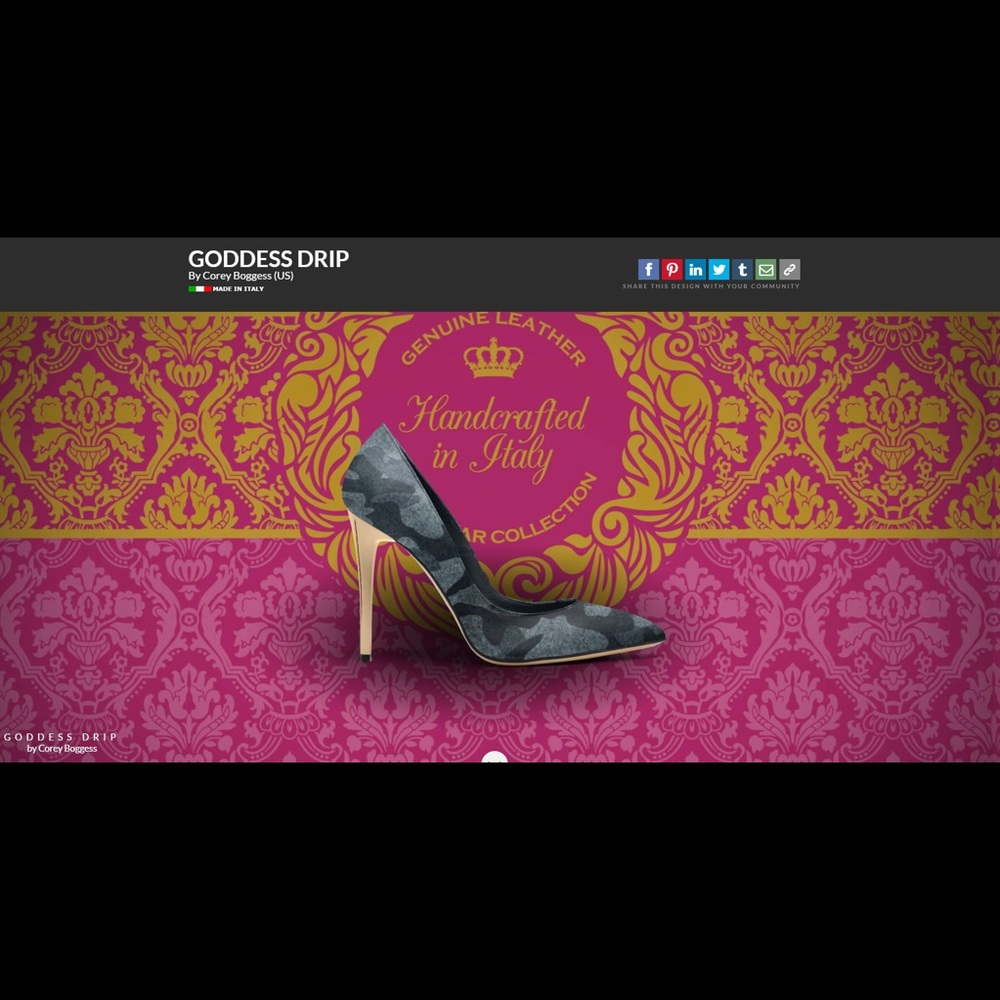 100% Italian leather grey camo heels